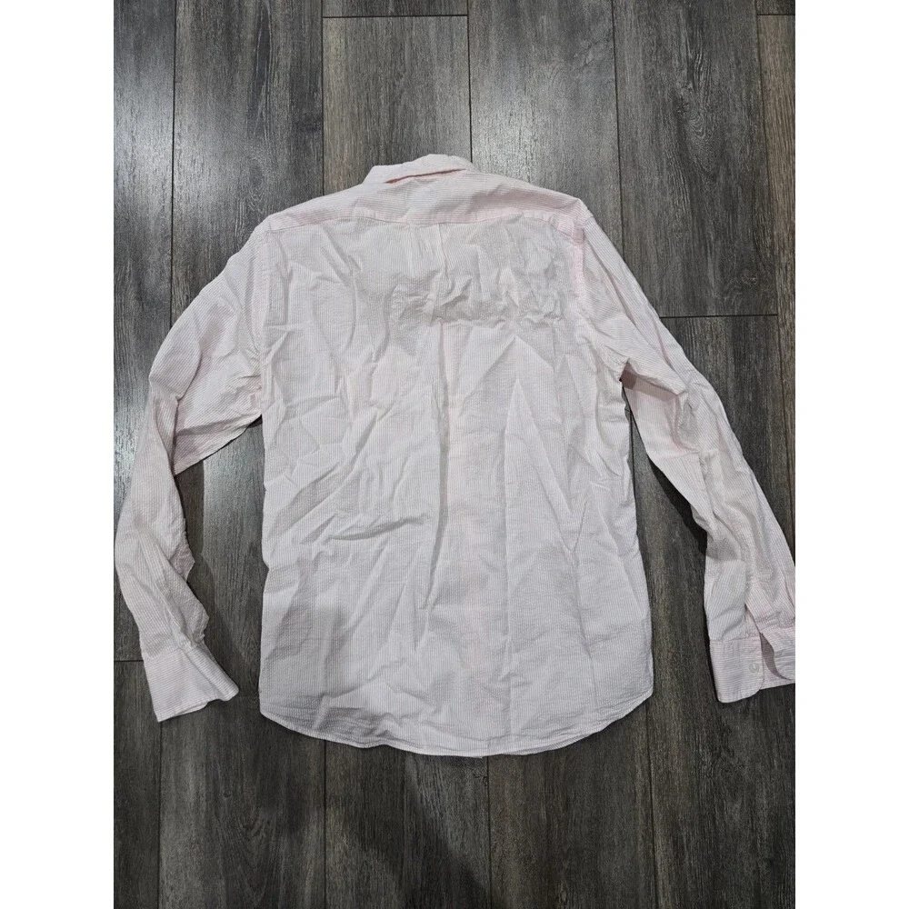 J.Crew Mens Medium Slim Fit Pink White Striped Button Down Shirt